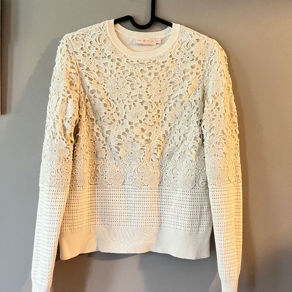 Tory Burch Lace Overlay Sweater - Picture 2 of 5